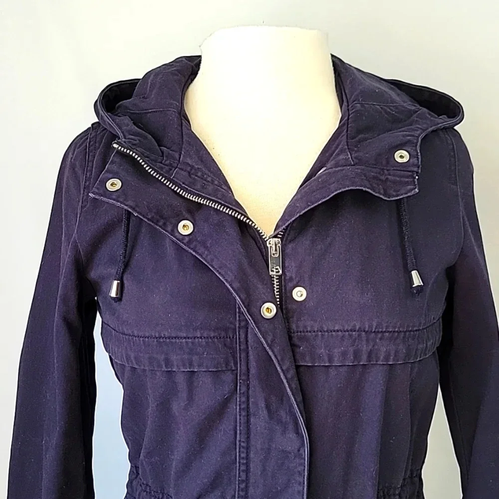 H&M Divided Hooded Anorak Utility Jacket Navy Size 4
